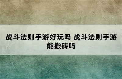 战斗法则手游好玩吗 战斗法则手游能搬砖吗